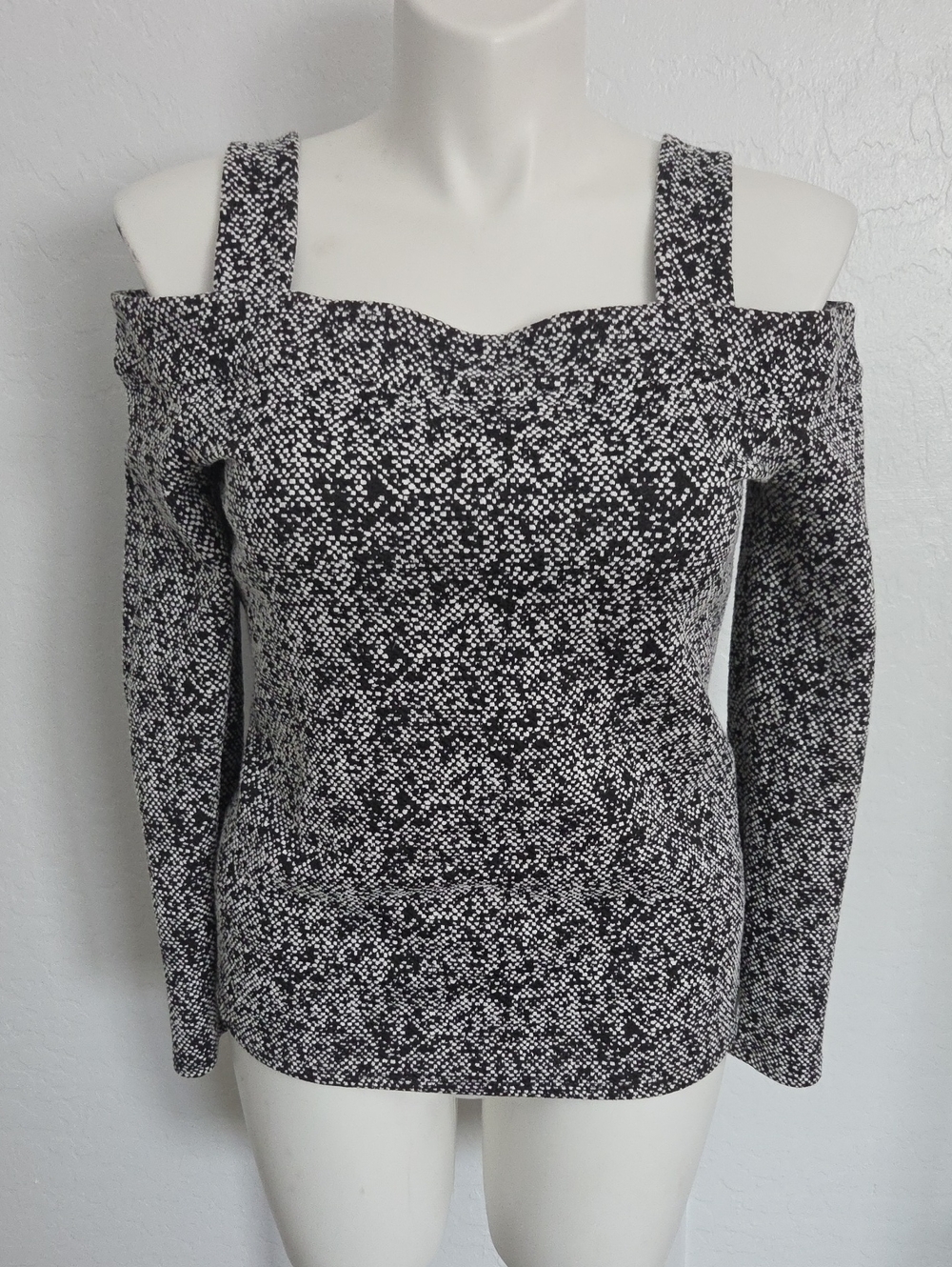 Michael Kors Black and White Textured Knit Top